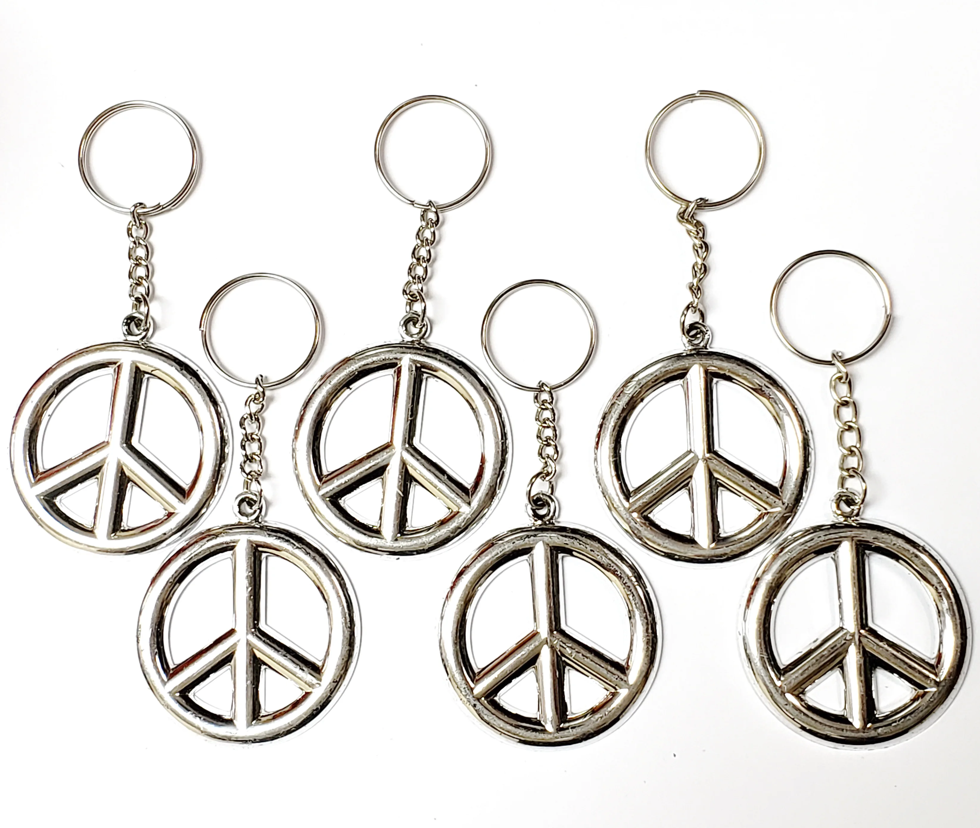 

6pc Plastic Peace with key ring VINTAGE Charms chain Retro Fashion Birthday Party Favors Pinata Bag Fillers Gift Jokes