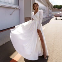 strapless high slit classic wedding dresses high quality satin womens dress 2022 new spring bridal gowns vestidos de novia