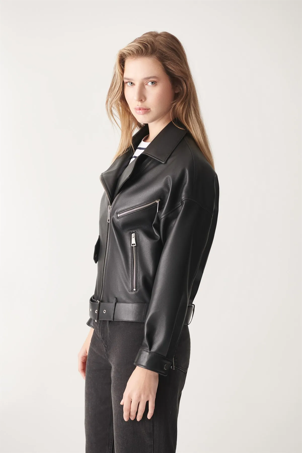 Women Oversize Coats Genuine Leather Jackets Black Sheepskin Outfits 2022 Spring Autumn Fashion Designer Dresses Made in Turkey