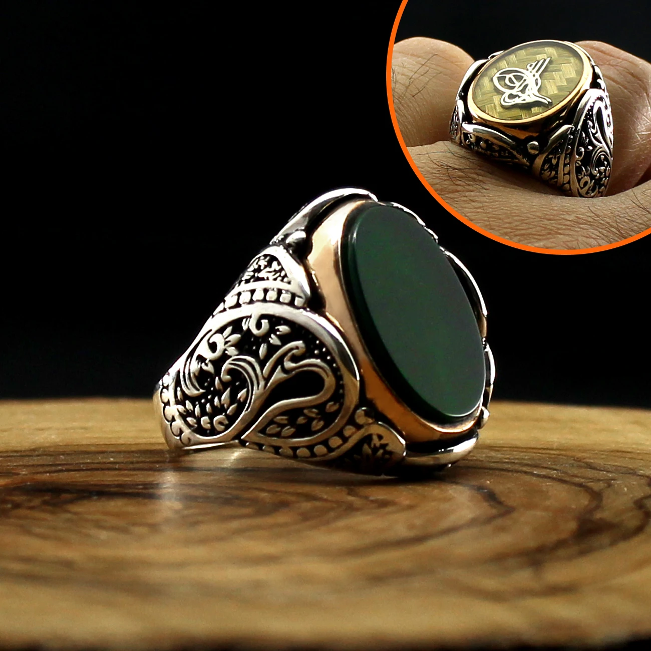 Реальные 925 стерлингового серебра двухсторонний кольцо для мужчин из