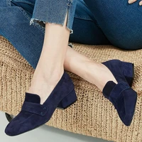 mio gusto brand camilla 100 fine genuine suede dark blue blackbeige 3cm heels womens low heel casual shoes
