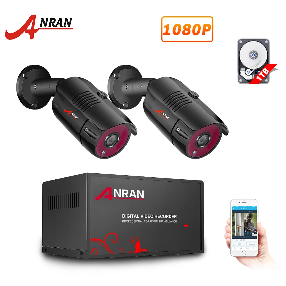 2 X 1080P Camera AHD 4CH DVR CCTV система безопасности 1080P ИК Ночное Видение для помещений и улицы AHD камера система аналоговая HD система видеонаблюдения - Цвет: 2 X 1080P Camera