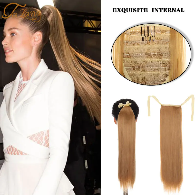 

TALANG Synthetic Super Long Afro Kinky Curly Ponytail Extensions Ribbon Drawstring Wrap Around Hair Tail Natural Fake Hair Piece