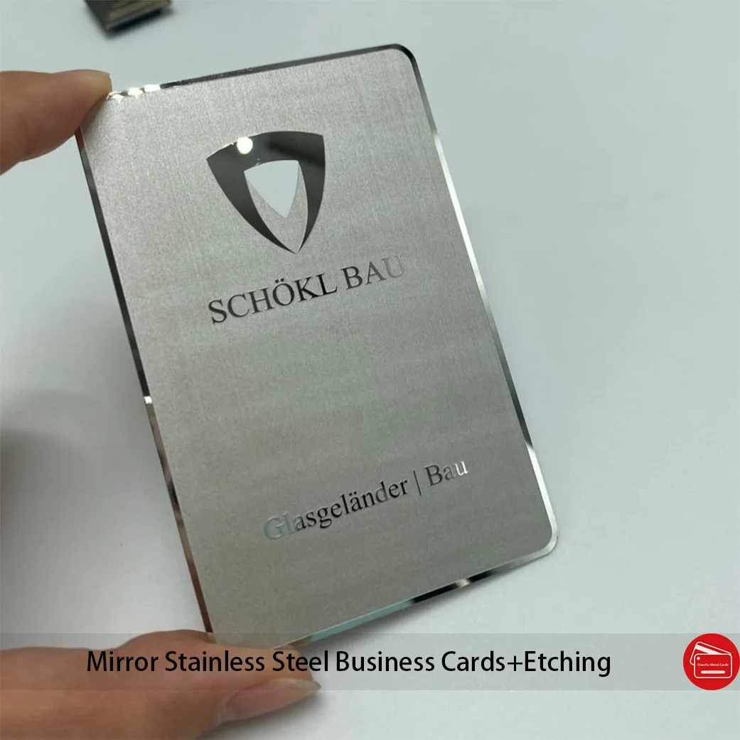 

Custom fine cheap silver mirror and texture metal card for business
