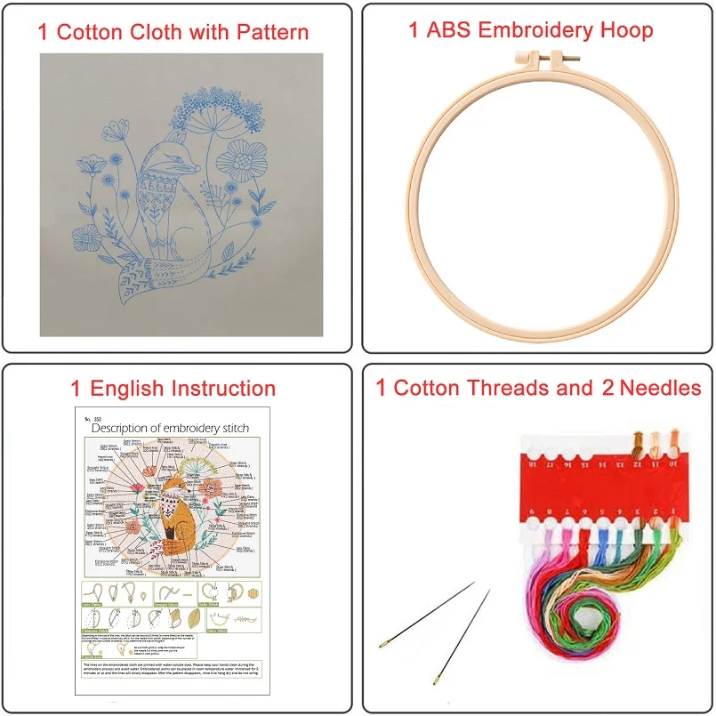

Animal World Embroidery Starter Kit for Beginners, Modern Embroidery Kits, Contains all Embroidery Tools, English Description