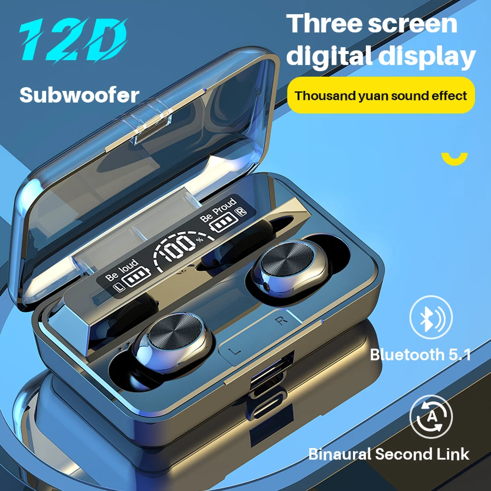 

Наушники Bluetooth 5,1 1200 мАч зарядная коробка беспроводные наушники 12D стерео спортивная водонепроницаемая гарнитура наушники для телефона
