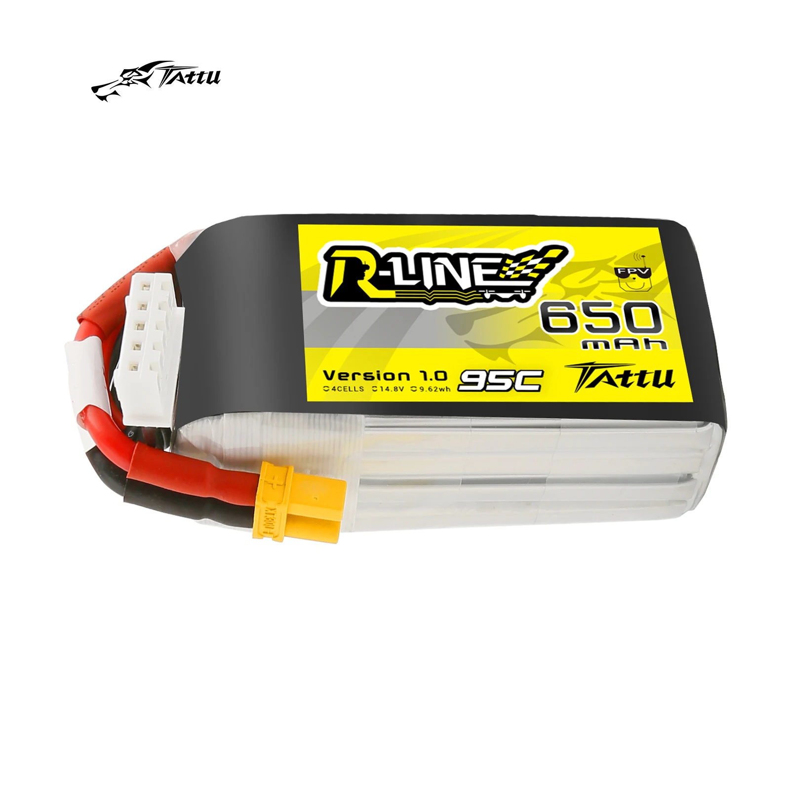 

TATTU 95C 14.8V 650mAh Lipo 4s Battery with XT30 Plug RC Power for 100 to 150 Size FPV Small Drone Frame