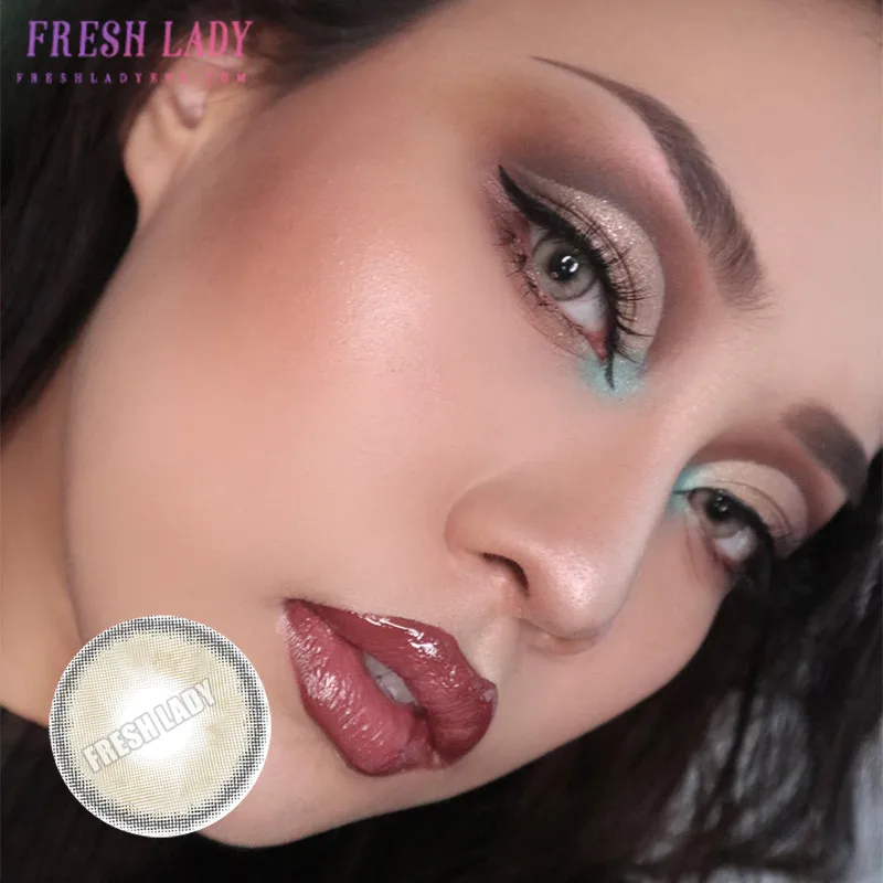 fresh lady official color contact lenses for eyes yearly use 1pair blue green lenses soft colored contacts beauty makeup pupils free global shipping