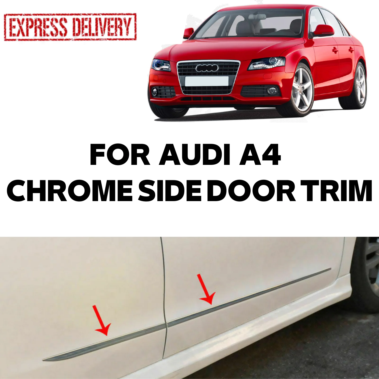 

Audi A4 B8 2009-2016 Fits Chrome Side Door Trimi Streamer Stainless Steel 4 Piece Stripe Sheet Bright Scratch Protection çerçeve