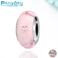 new pink murano glass beads fit women charms silver 925 original bracelet 2020 925 sterling silver diy fashion jewelry making