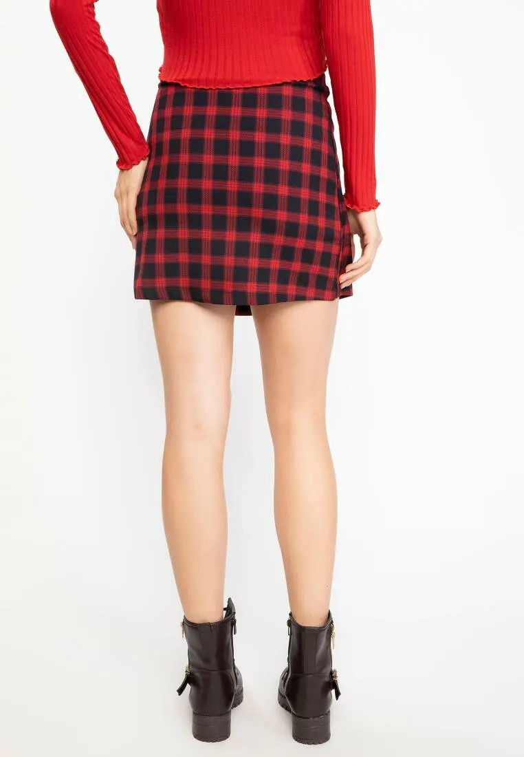 DeFacto модная женская клетчатая трикотажная юбка трапециевидная Милая Короткая