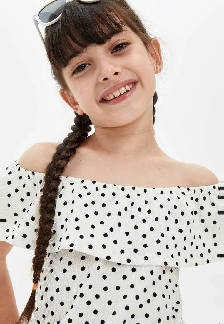 DeFacto/модное трикотажное платье в горошек для девочек детские повседневные милые