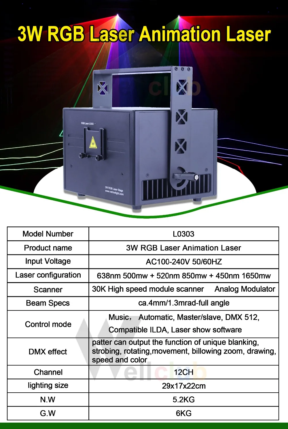 1 Вт, 3W, 6 Вт, сценический лазерный светильник, анимация, RGB, DJ, лазерное шоу, полноцветный лазерный проектор, сценический светильник, для дискотеки, рождественского концерта