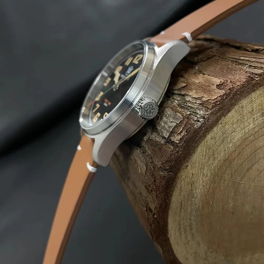 Часы-авиаторы Steeldive 39 мм кварцевый механизм военный простой модный стиль кожаный