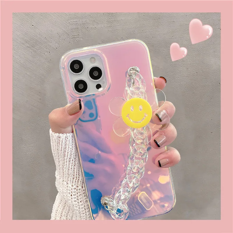 

Bracelet Wrist Chain Phone Case For iPhone 12 Pro Max 11 Pro Max Soft TPU Laser Back Cover For iphone X XR XS Max 7 8 6 6s Plus