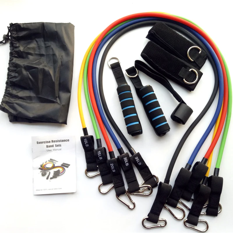 

11 pcs Resistance Tube Bands Set Fitness Yoga Gym Pull Rope Exercise Home Training Expander Door Anchor With Handle Ankle Strap