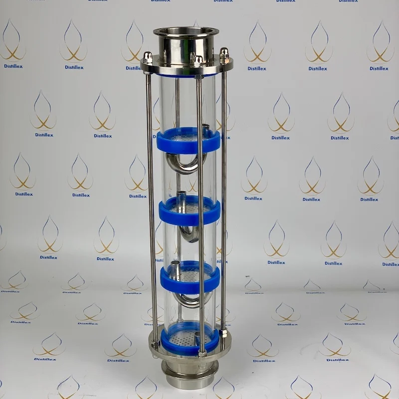 

3" Glass column for distillation. Perforated stainless steel 304 bubble plates J-type.