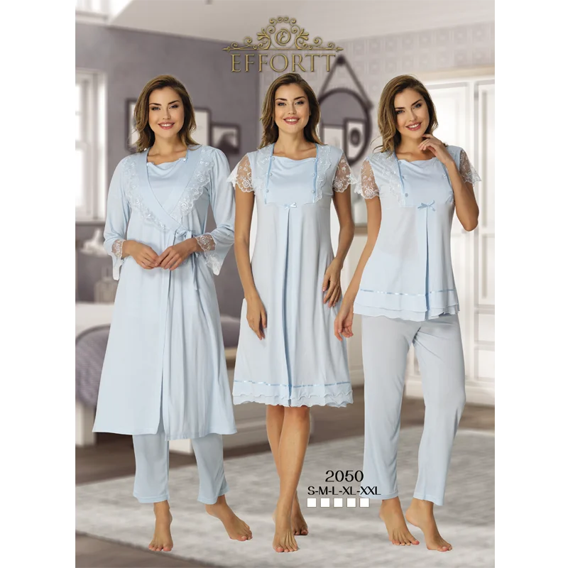 Women's Nightgown, Dressing Gown and Pajama Set Turkish Cotton Production Hospital Pregnant Comfortable Home Wear Soft Fabric enlarge