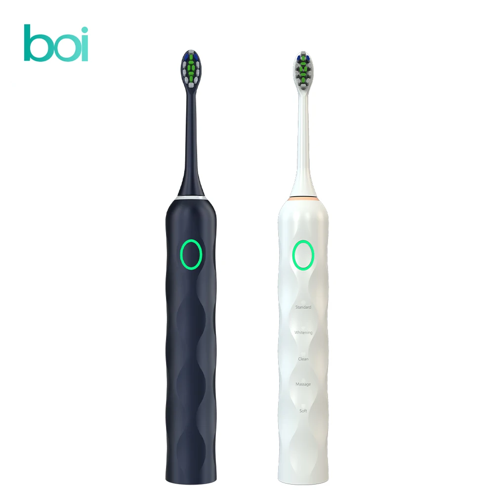 

[Boi] 4 Color 5 Modes With 8 Brush Heads Travel Case Deep Clean Tooth Smart Timer Rechargeable Sonic Electric Toothbrush Sets