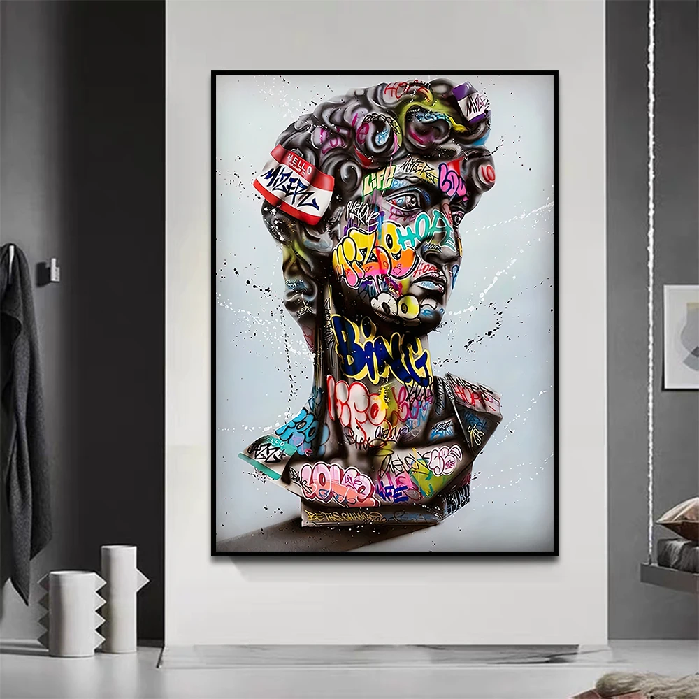 

Statue Of David Graffiti Canvas Paintings Posters And Prints Art Wall Home Decoration Picture Suitable For Bedroom Frameless