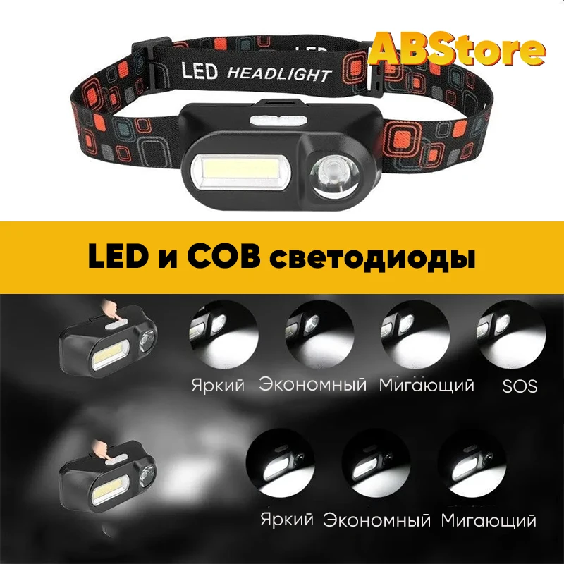 Налобный фонарь светодиодный аккумуляторный YYC-KX-1804 яркий мощный портативный