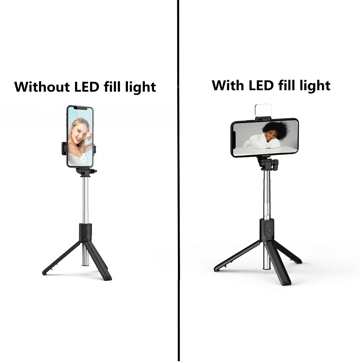 

Roreta New wireless Selfie tripod monopod With Selfie Stick Bluetooth shutter Fill light For iphone smartphone