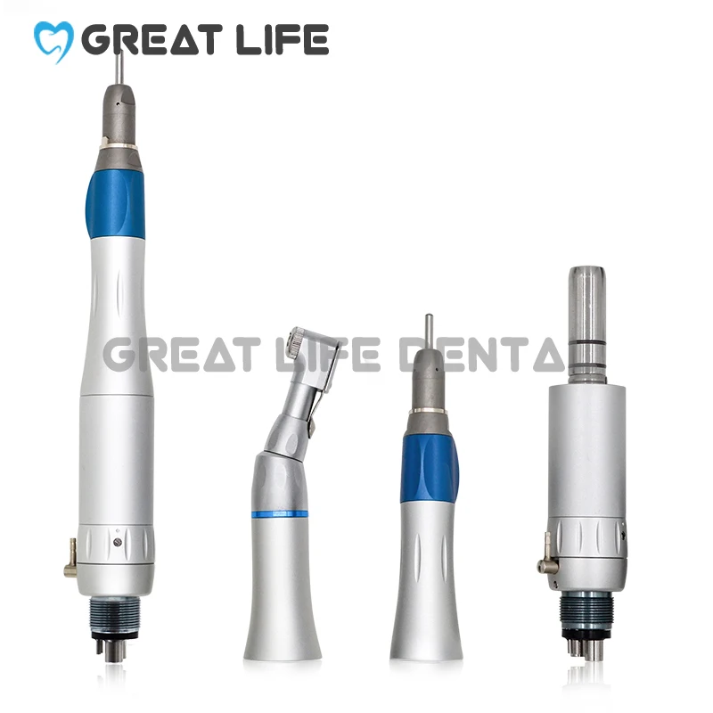 

Dental Ex-203c High & Low Speed Handpiece Kit LED Push Button Triple Water Spray Straight Nose Cone Contra Angle 2/4 Holes