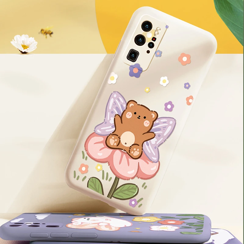 

LJCMN New white butterfly flower mobile phone case liquid silicone all-inclusive anti-drop daisy soft shell