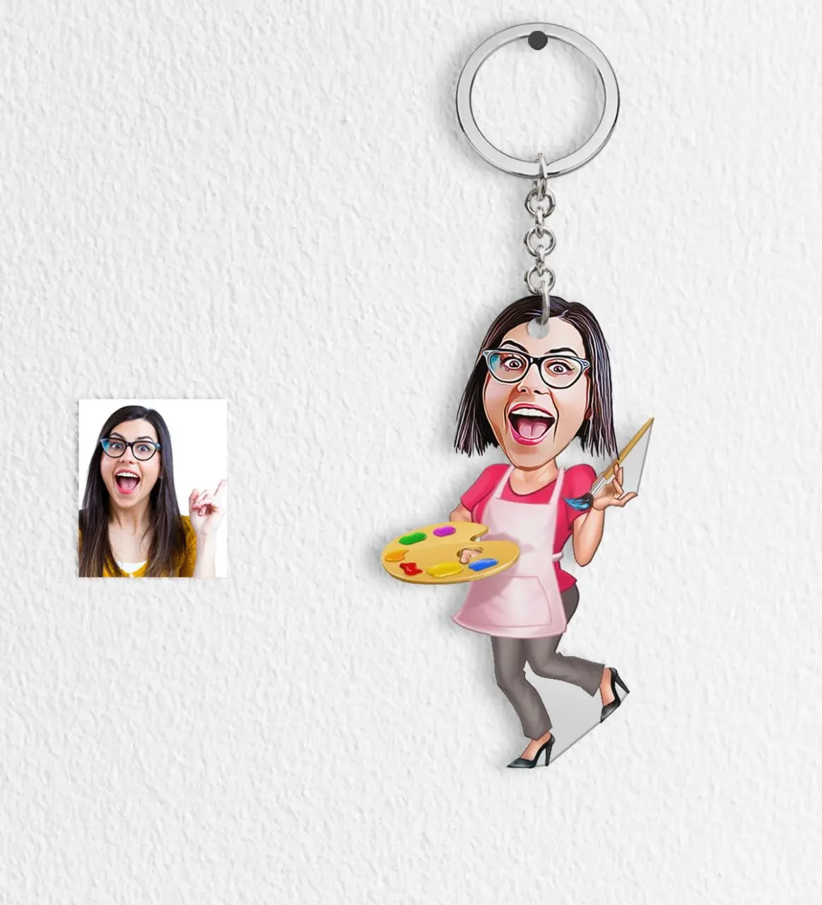 

Персональный женский живописный мультяшный Keychain-1
