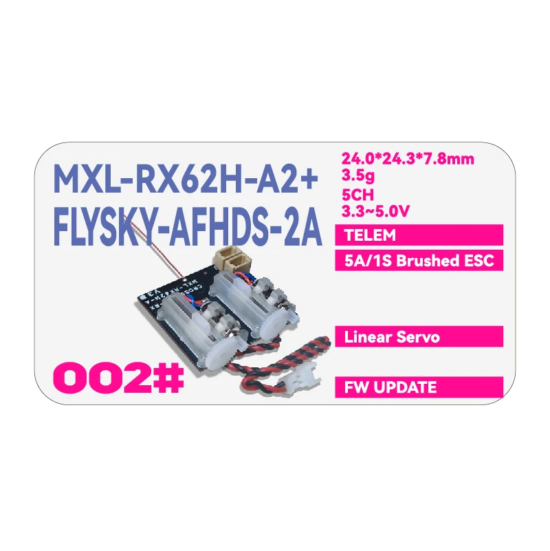 MXL-RX62H-A2/A2 +/A2-G (FlySky AFHDS 2A)V2.0 ресиверы/линейные сервоприводы/Встроенный Матовый