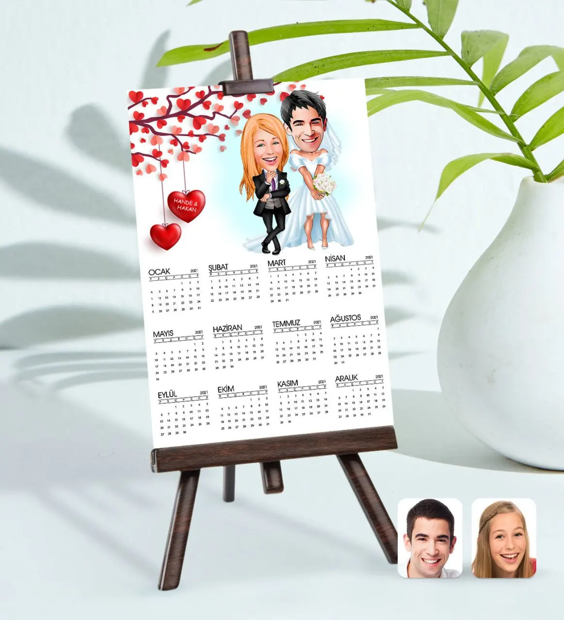 

Personalized 15x21 cm Photo Card Valentine Caricature Of easel 2021 calendar-16