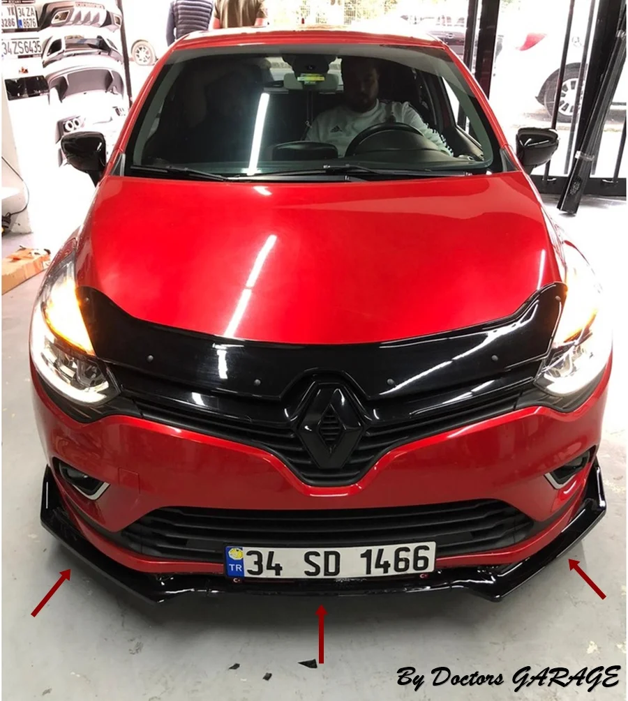 Насадка На передний бампер для Renault Clio 4 2012 2013 2014 2015 2016 2017 2018 2019 глянцевый черный