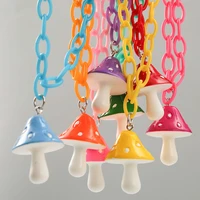 y2k jewelry rainbow mushroom necklace for women harajuku aesthetic cute charms resin chain necklace fashion jewelry vintage gift