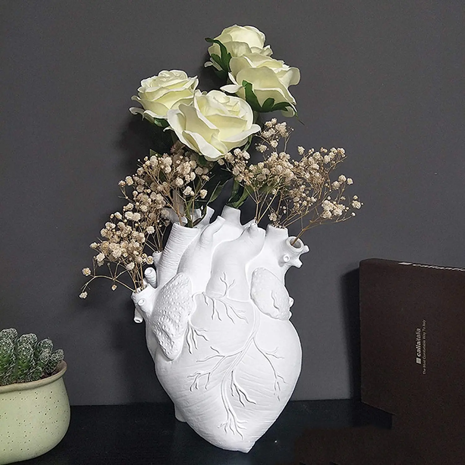 

Anatomical Heart Shape Flower Vase 25cm Flower Pot Dried Vases Sculpture Desktop Plant Pot for Home Decor Ornament Gifts