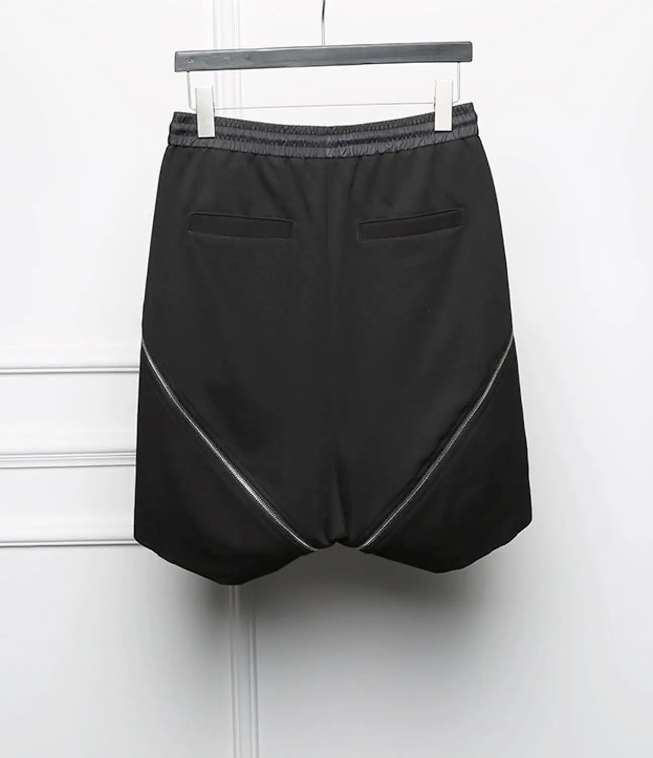 Original Design Men's Zippered Trousers Shorts / Loose Casual Gym Sports Pants Dropped Crotch Sarouel Pants / Harem Basketball S