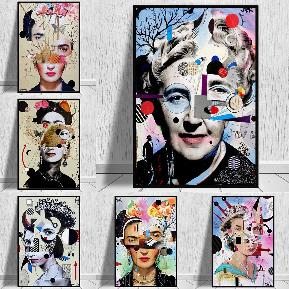 

Abstract Splicing Art Canvas Painting Queen Osters and Prints Mexican Woman New Pictures Artwork for Living Room Decoration Gift