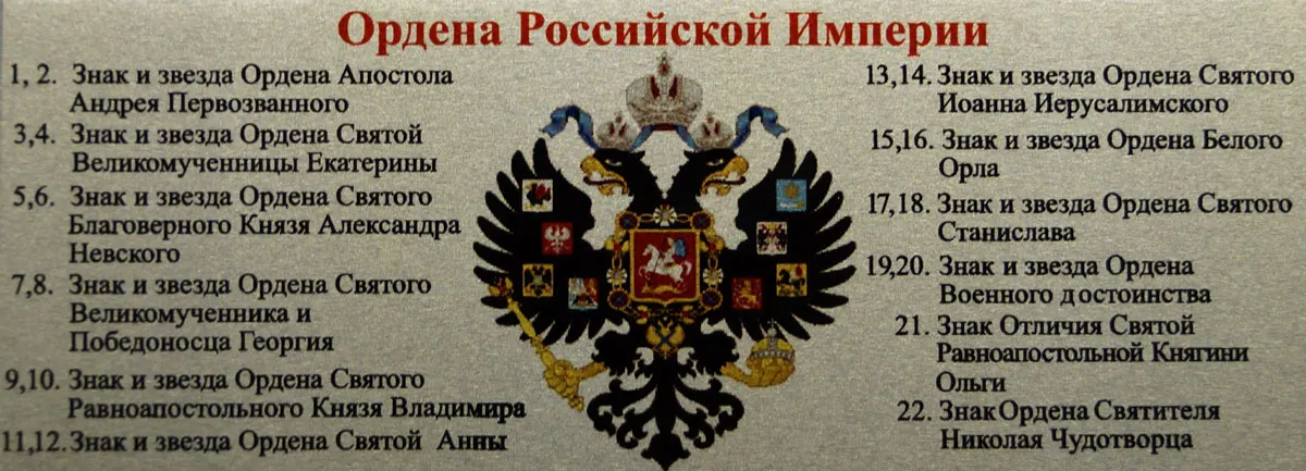 Ордена Российской империи муляжи в планшете |