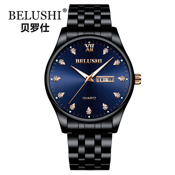 Belushi Cross Border Men's Watch Waterproof Calendar Quartz Steel Strip Round Business Type-36785