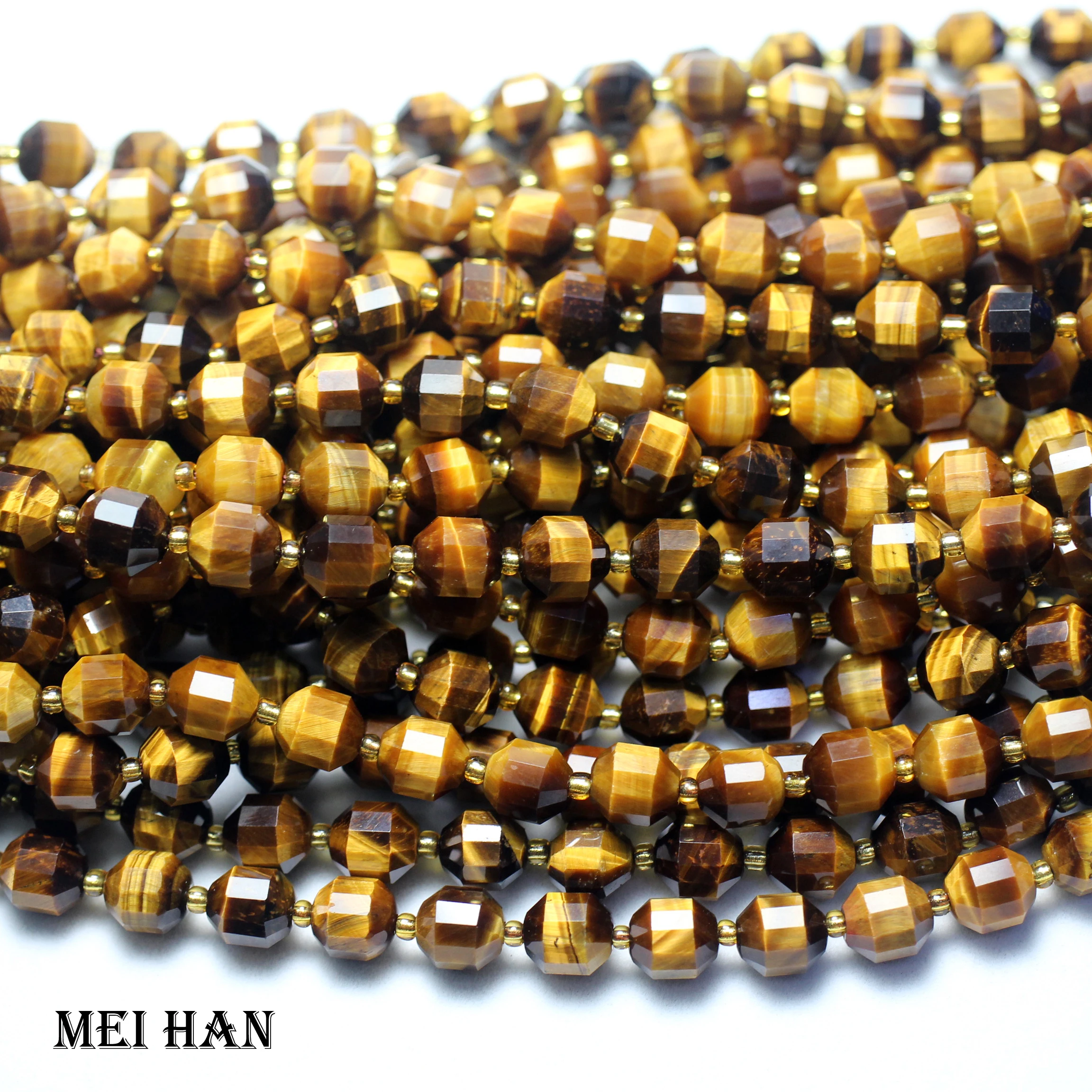 Бесплатная доставка (1 нить) коричневый тигровый глаз 9*10 мм граненые острые