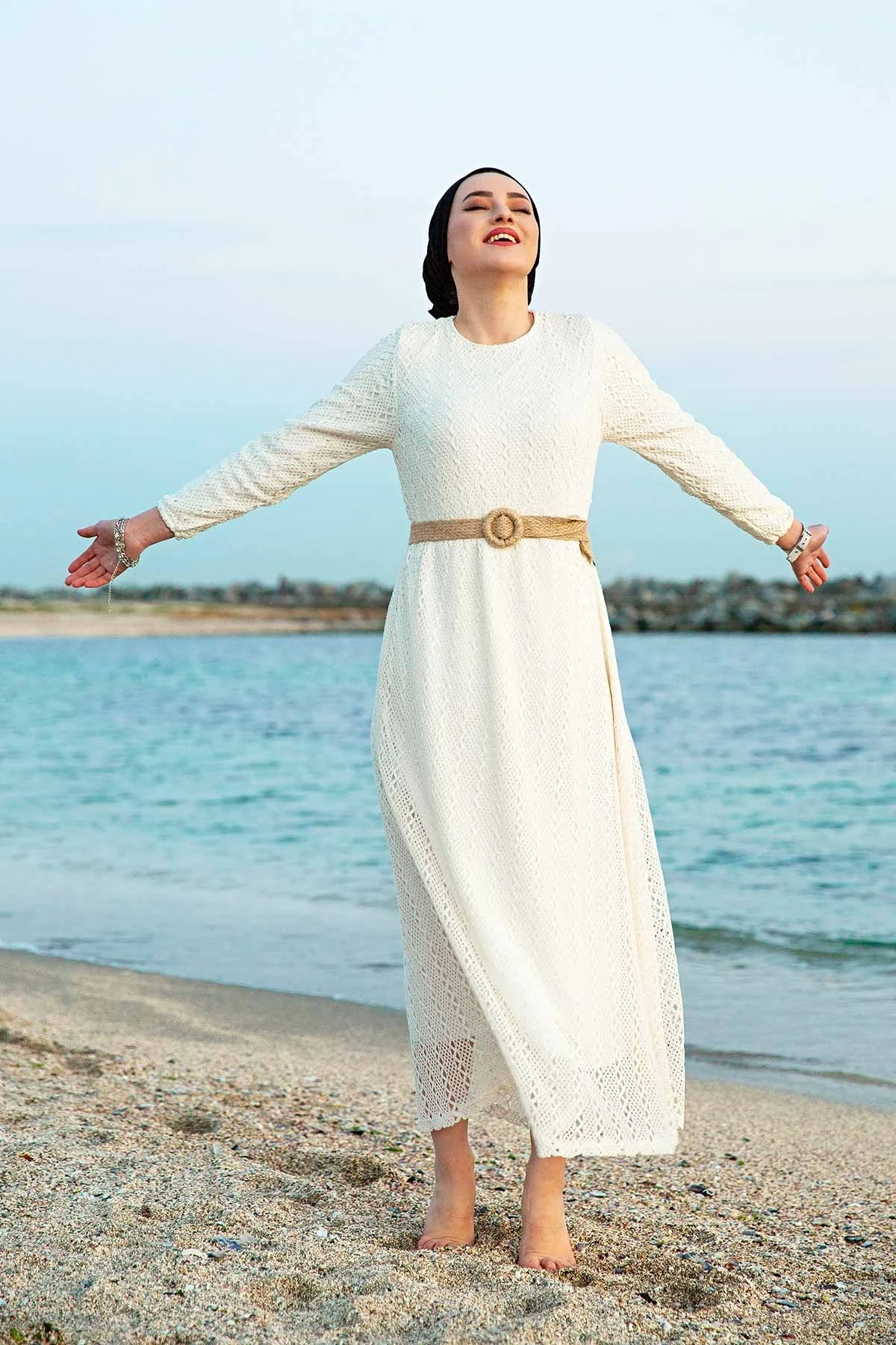 Кружевное платье с соломенным поясом абайя Дубай индейка мусульманская Мода