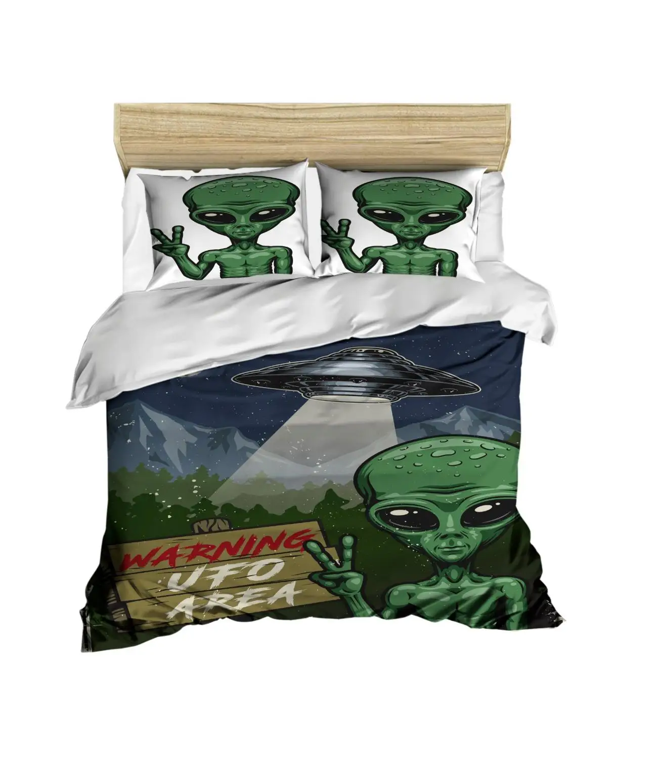 

100% Turkish Cotton Alien Bedding Alien Themed 3D Printed Duvet Cover Set, Made in Turkey