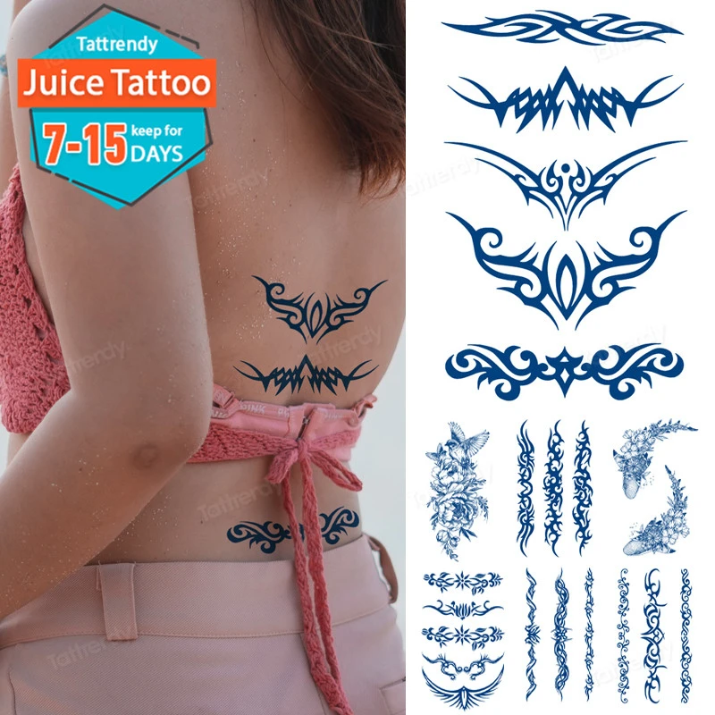 

Татуировки Juice Ink, боди-арт, стойкая водостойкая Временная тату-наклейка, талия, тотем, татуировка, луна, Бабочка, рука, искусственная татуиро...