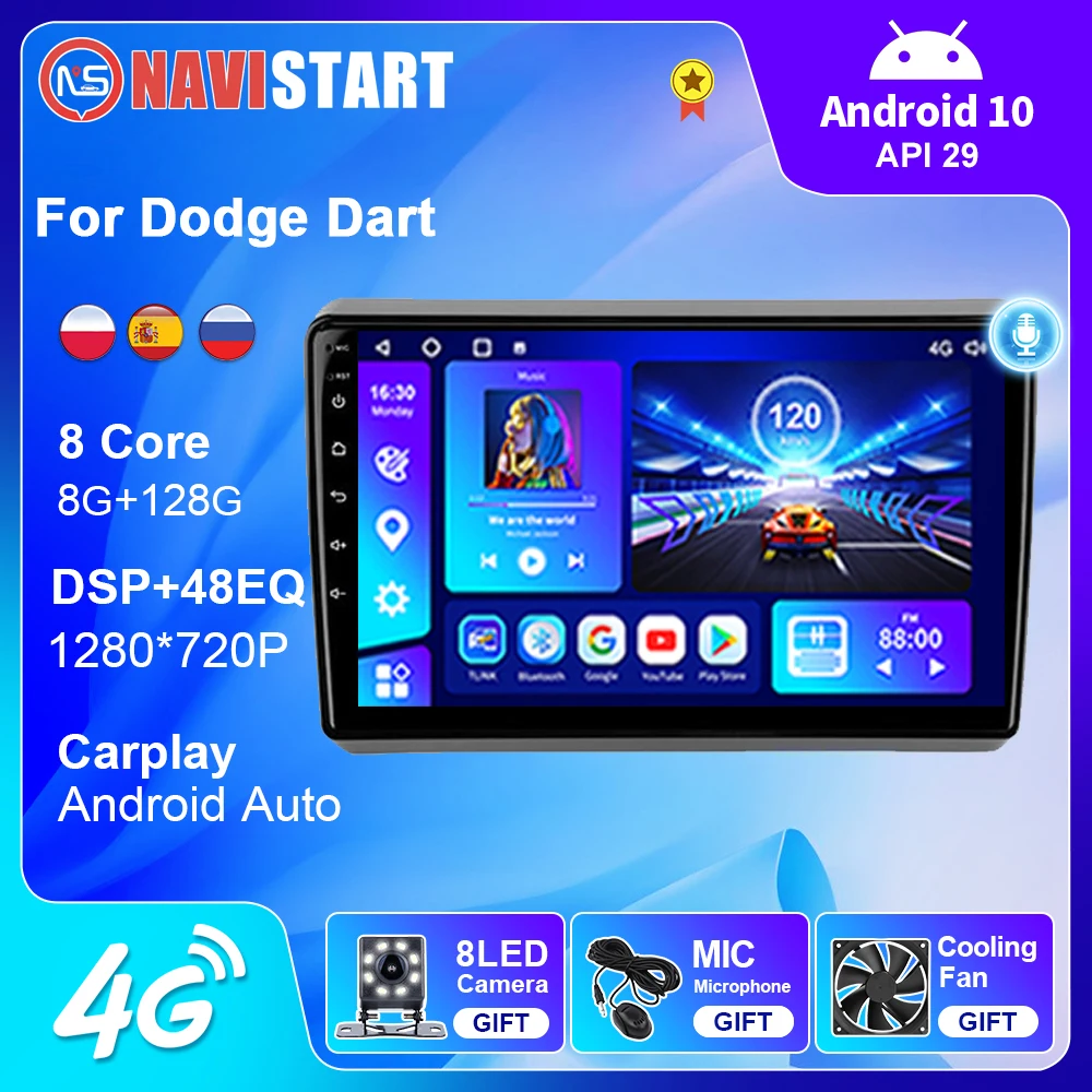 NAVISTART Android 10 Car Multimedia Player For Dodge Dart 2012 - 2016 Car Radio 4G WIFI BT GPS RDS Navigation NO DVD Player