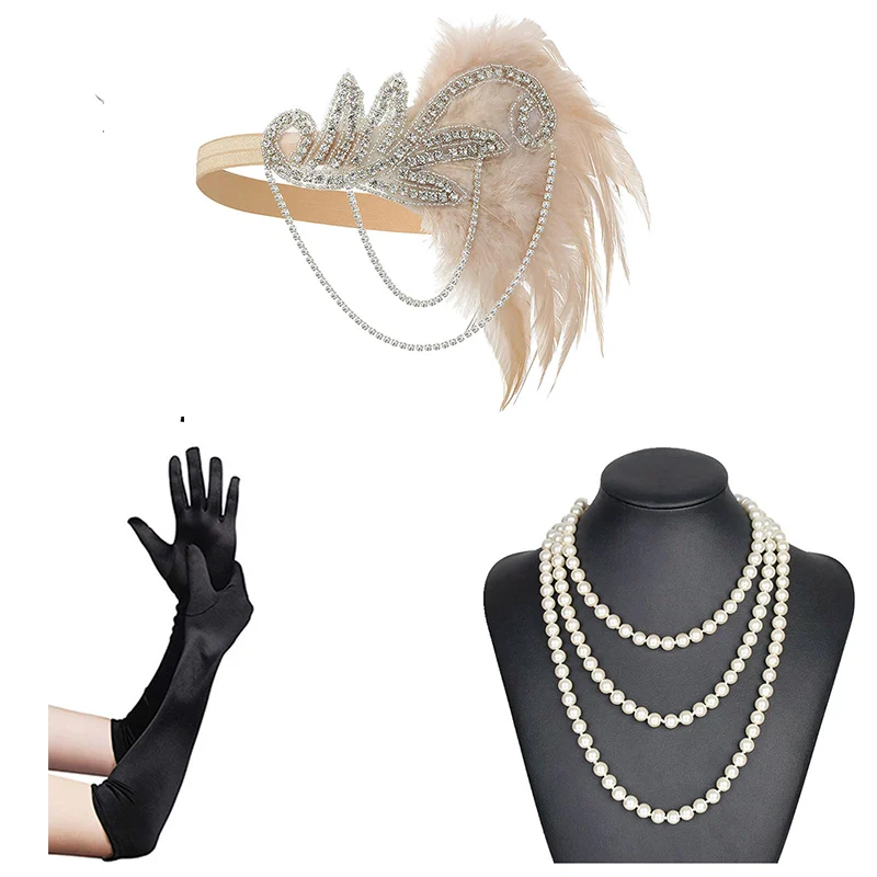 champagne set 20s головной убор винтаж 1920s головная повязка хлопушка грейт гэтсби(шампань - Цвет: champagne set
