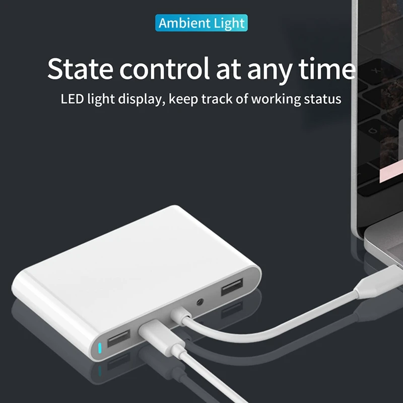 

7 in 1 Type-c Docking Station USB 2.0 Hub with HDMI VGA SD TF Port Multifunctional Hub Expansion Dock for Macbook Laptop