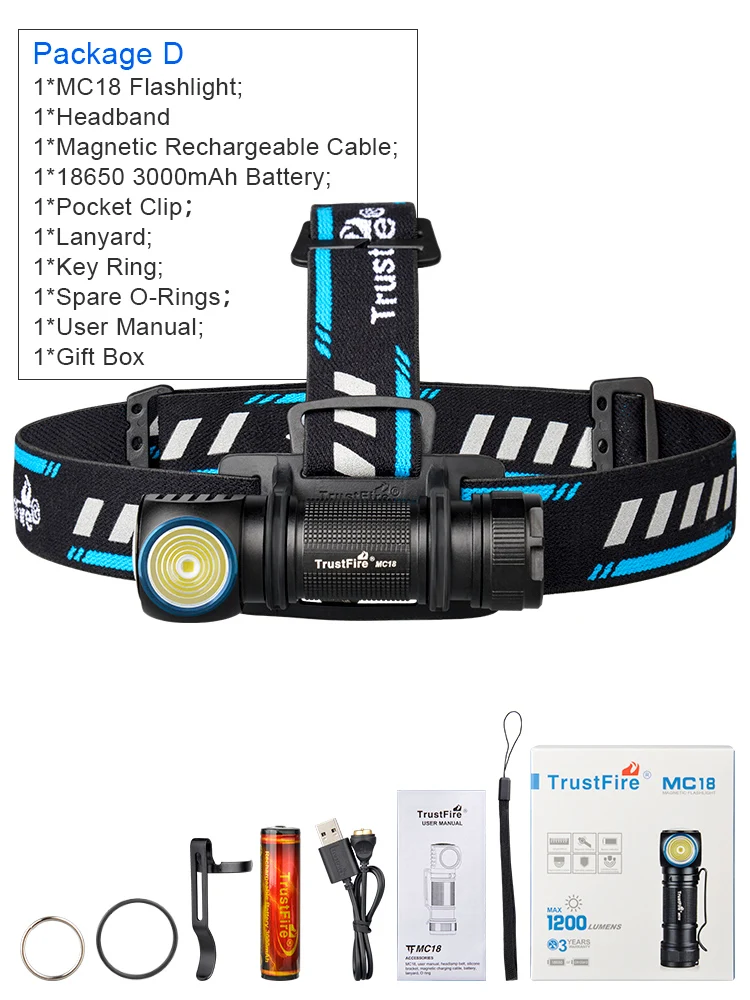 

Налобный фонарь Trustfire MC18 LED 1200 люмен