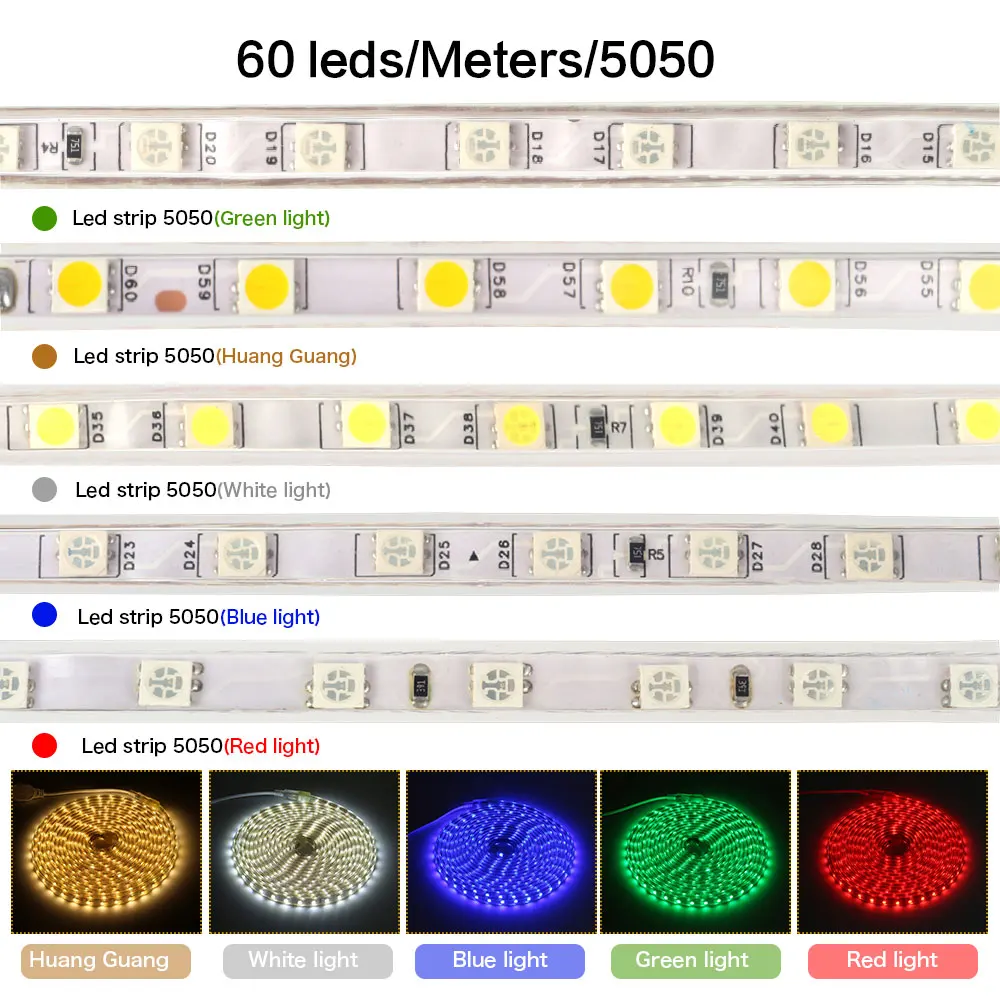 Светодиодная лента Водонепроницаемая SMD 5050 светодиодная лента AC220V гибкая 60 светодиодов/метр наружное садовое освещение с европейской вилкой