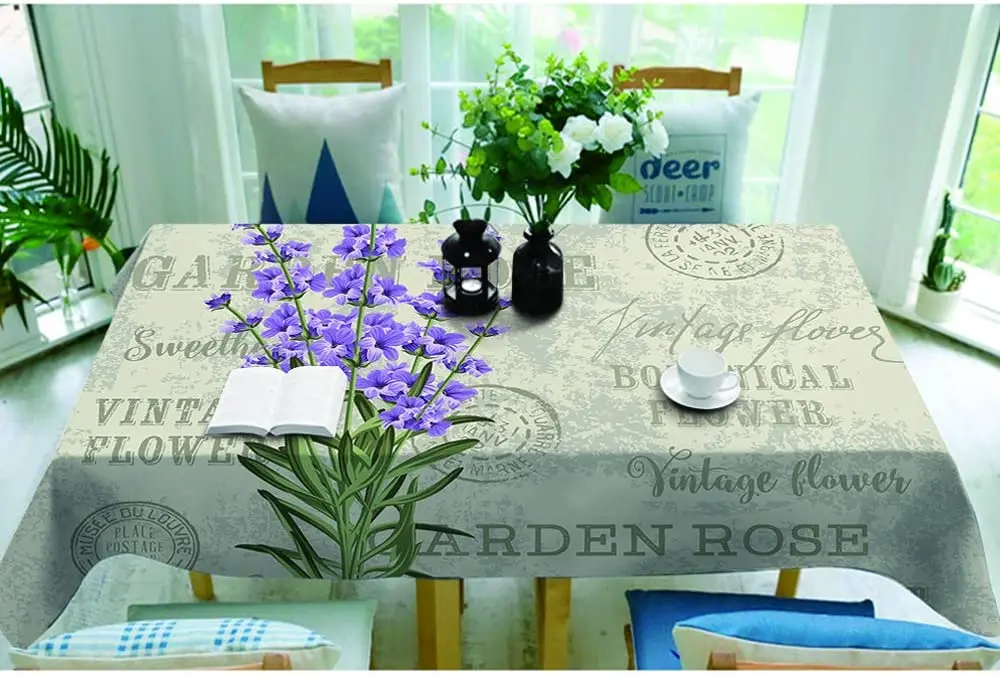 Психоделическая зеленая трава лист Винтажные Цветы Лаванда Прованс фиолетовый