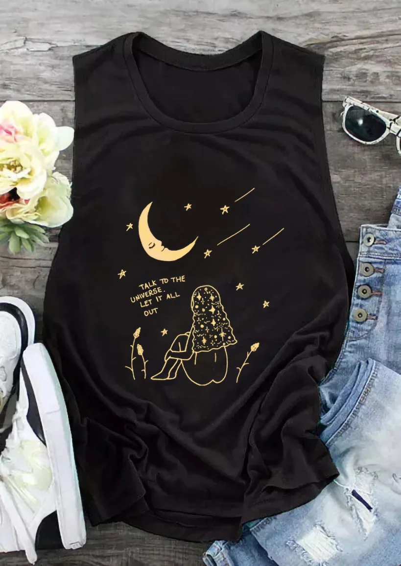 Женская Винтажная Майка с надписью Talk to the Universe Let it All Out |