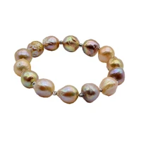 saudade womens bracelet rainbow colored natural pearl stretch beaded bracelet baroque pearl bracelet gift for mother